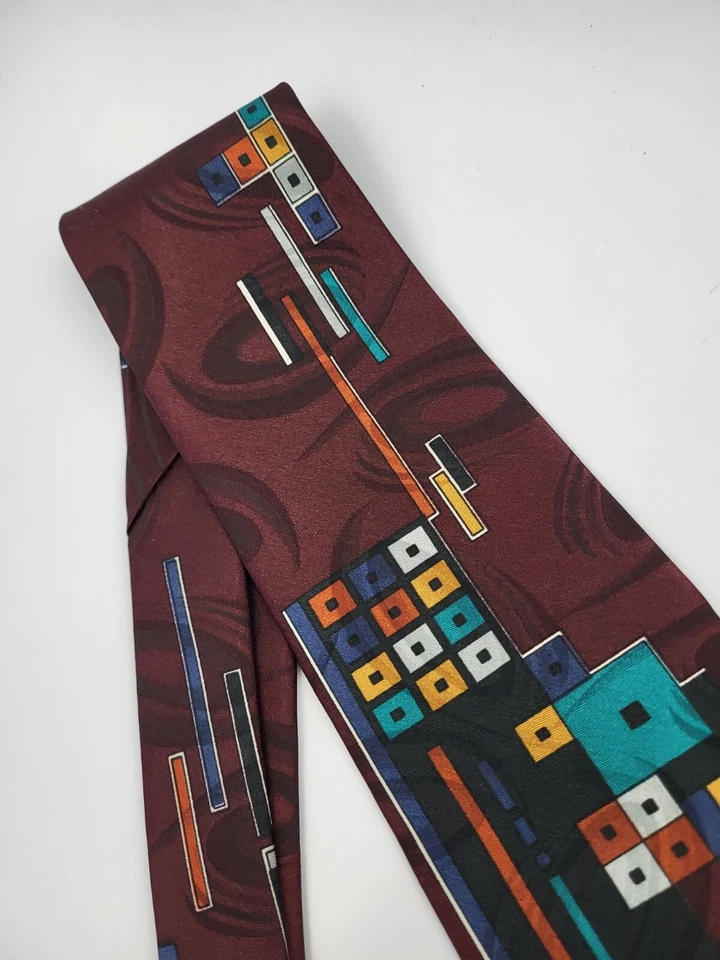 Corbata Surrey Poliéster Granate Multicolor Geométrica Hombre EE. UU. 55,5 x 3,75 Foto 4 de 4