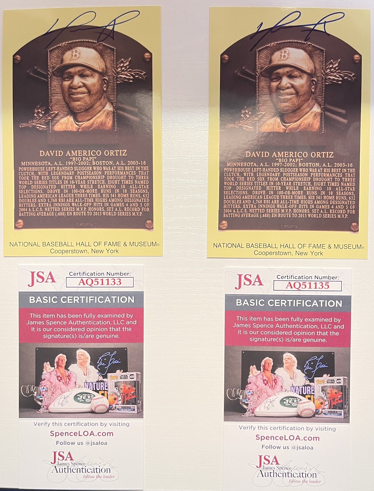 David Ortiz Autographed Signed "Big Papi" HOF Plaque Postcard Auto JSA holo/coa 