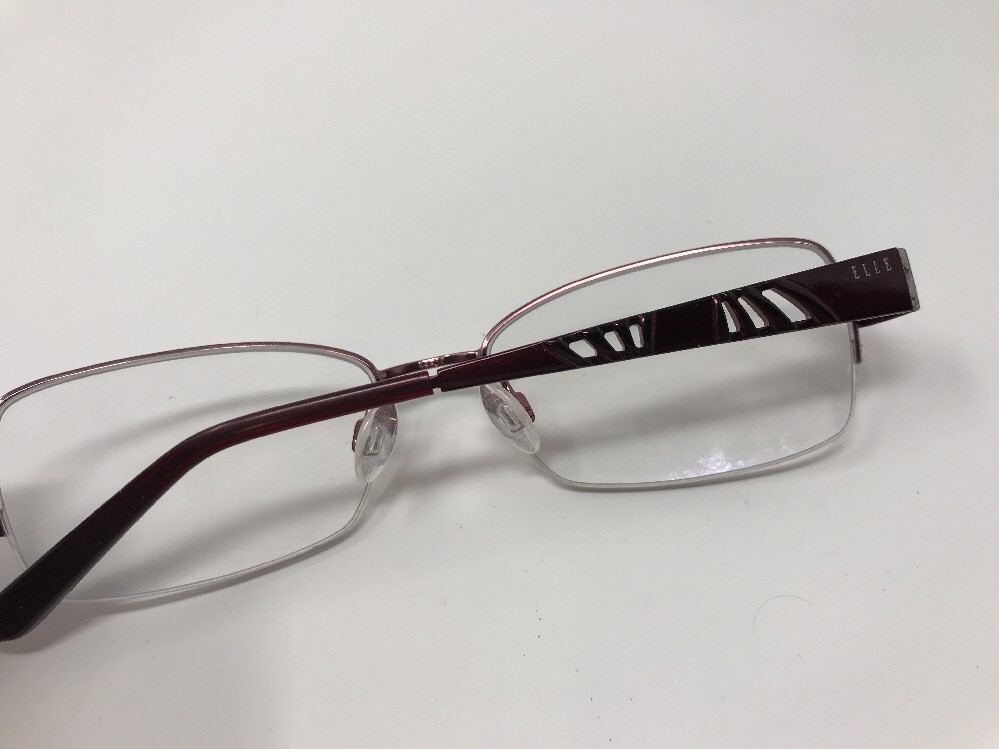 ELLE Eyeglasses EL 18796 Red Burgundy 53-17-135 Half Rimless 7039