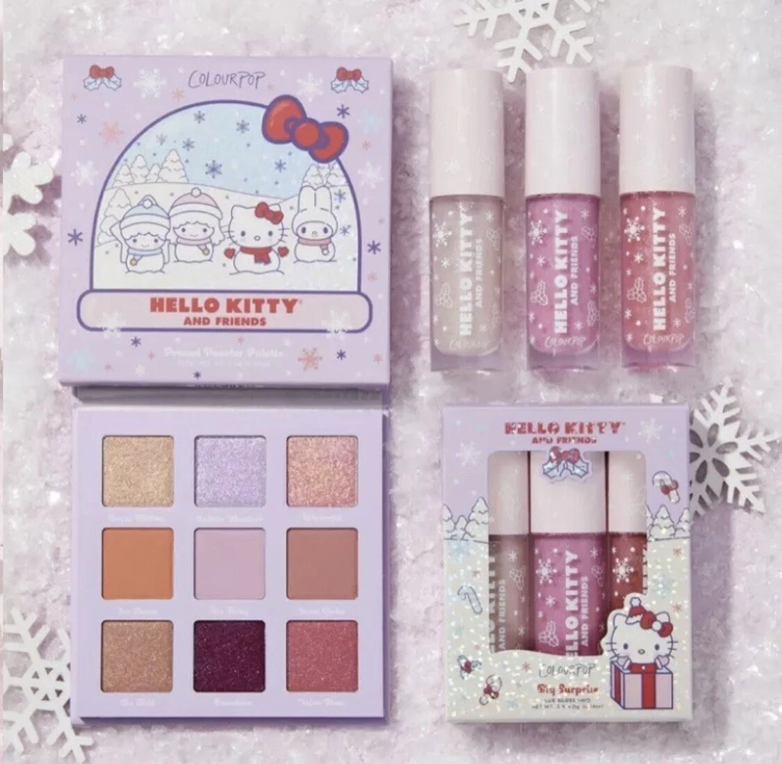 🌈 Colourpop x Hello Kitty Fun With Friends Kit Snow Much Fun Eyeshadow + Gloss