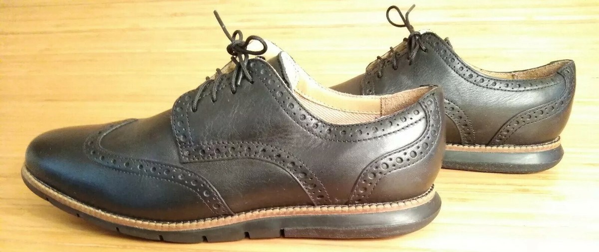 Cole Haan Grand OS Black Leather Wingtip Dress Shoes,Black  display picture 3