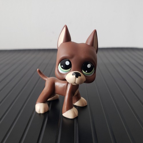 Littlest Pet Shop LPS Gift #1519 Brown Chocolate Great Dane Dog Green Eyes Puppy