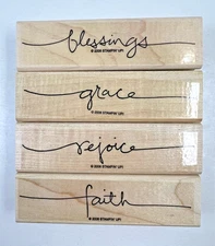 Stampin' Up! GRACEFUL WORDS Retired Stamp Set of 4 Faith Rejoice Grace Blessings