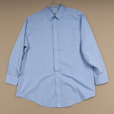 Brooks Brothers Regent Fit Dress Shirt 18 4/5 Blue Cotton Point Collar 1818  | eBay