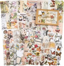 200PCS Vintage Scrapbook Supplies Plant Stickers Journal Planner DIY Craft Kit