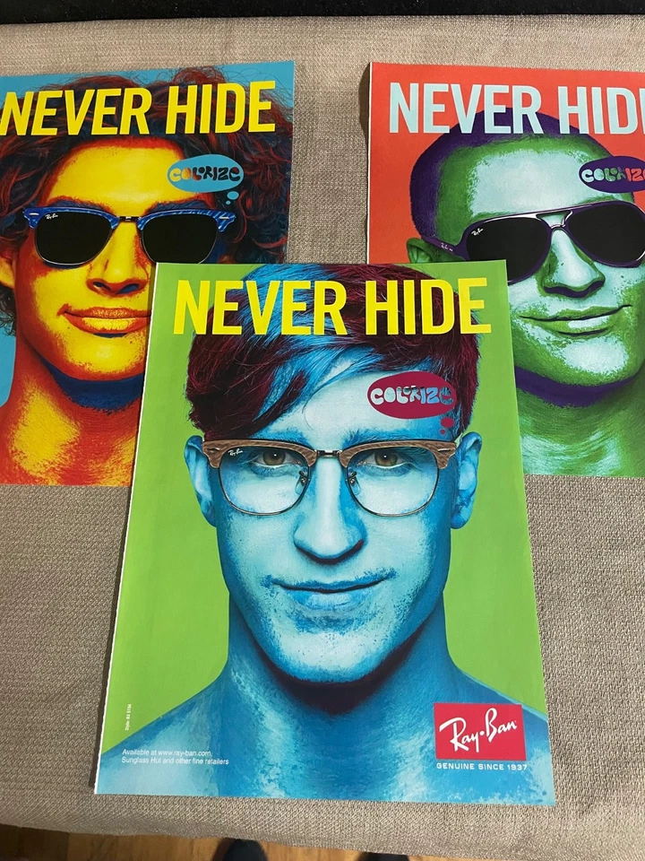 Ray-Ban Colorize Never Hide lot of 3 Magazine Advertisement Print Ads 2009 - Image 3 of 4