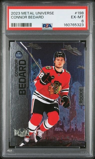 2023 SKYBOX METAL UNIVERSE #198 CONNOR BEDARD PSA 6