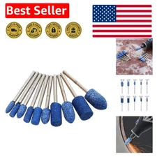 10-Piece Mounted Stone Grinding Bits Set - Zirconia Alumina for Metal Polishing