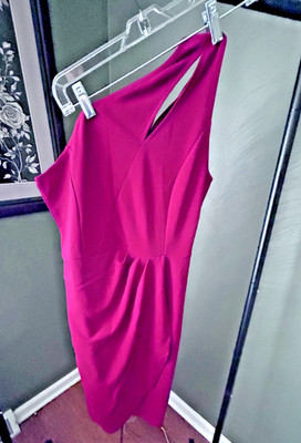 PrettyGarden One Shoulder Red Ruched Bodycon Dress Size L NWT Elegant