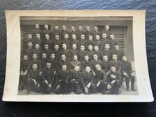 Vintage Real Photo Postcard RPPC Military School Group Portrait Boys Uniforms