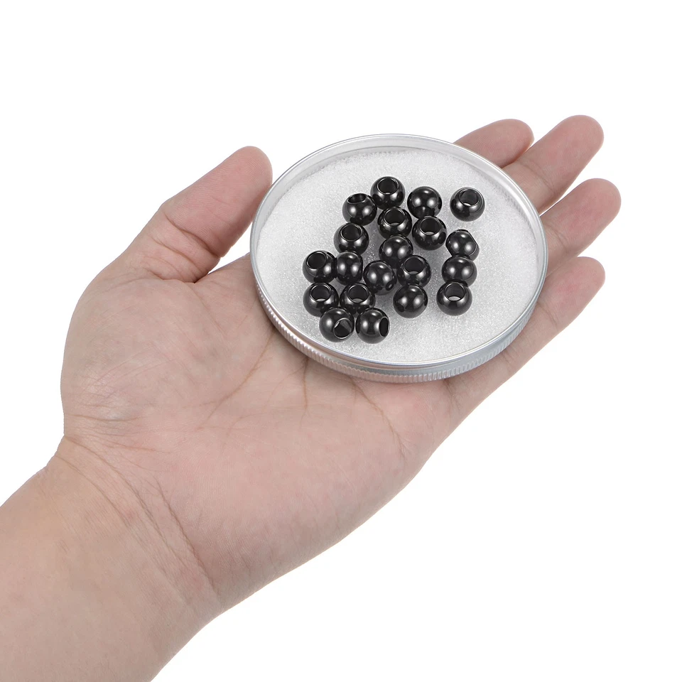 20pcs Beads 10mm Stainless Steel 5mm Hole Dia Bead for DIY Crafts Black - Image 4 of 4