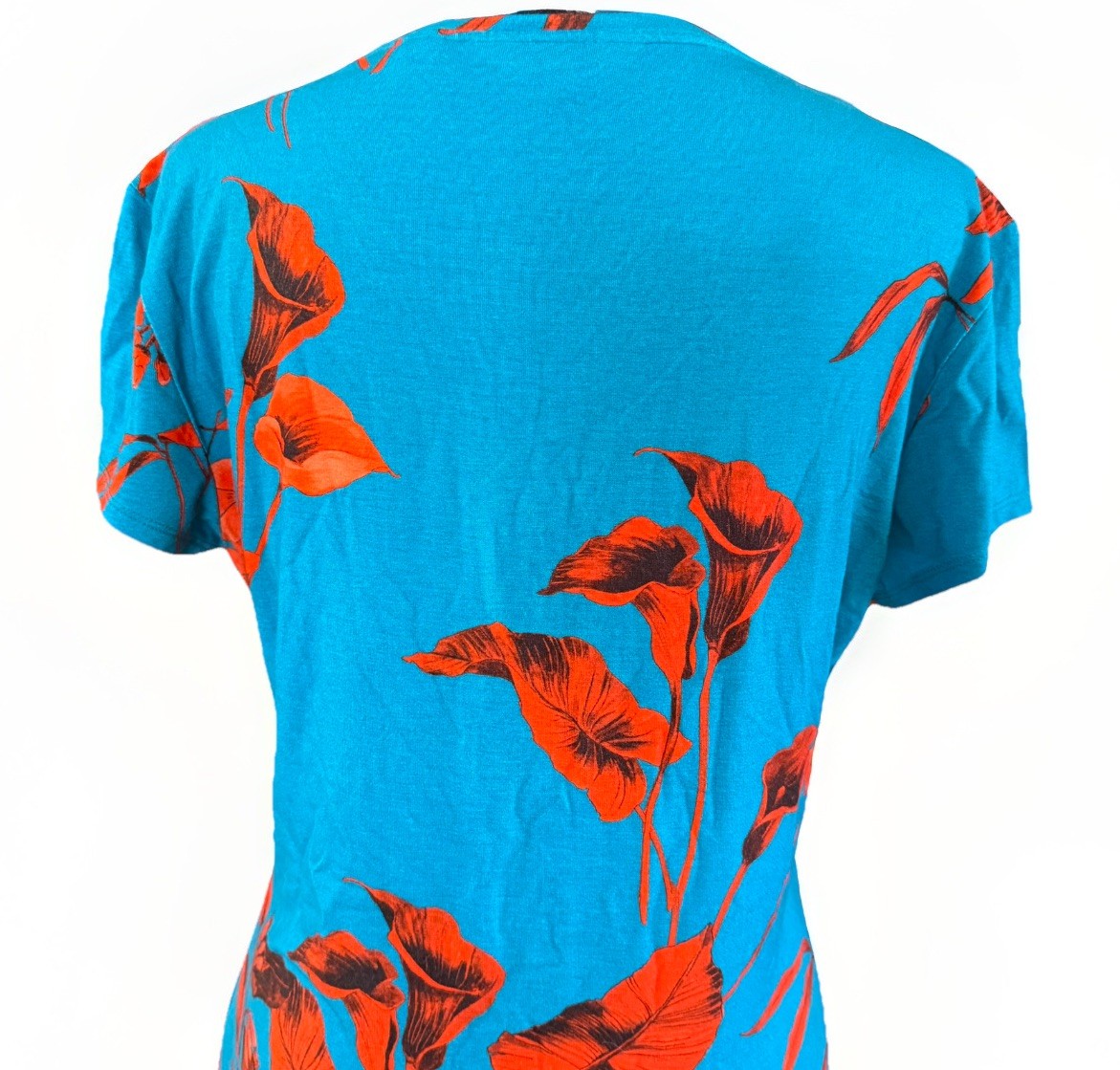 Ted Baker Dillia Fantasia Floral Fitted T-Shirt Top Turquoise Red Size 3 US 8 