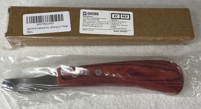 QWORK Premium Edelstahl Hufmesser mit Holzgriff Schlaufenmesser - NEU (S089)