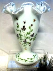 FENTON-AWCO-CHARLETON"MINT"VIOLETS"HAND PAINT"GLASS"VINTAGE"1940's"6"FTD VASE