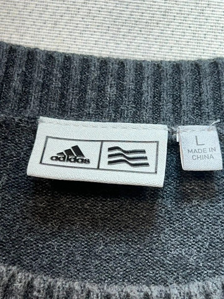 Suéter Pullover de Golf Adidas Para Hombre Manga Larga Talla L Gris 3 Rayas Bordado Foto 3 de 4