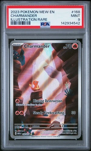 2023 POKEMON MEW EN-151 ILLUSTRATION RARE #168 CHARMANDER PSA 9