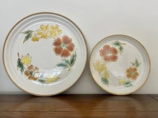 VTG Set Of 8 Imperial Stoneware Mountain Song Dinner And Salad Plates Japan