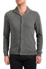 Malo Optimum Men's Gray 100 Cashmere Cardigan Pullover Sweater
