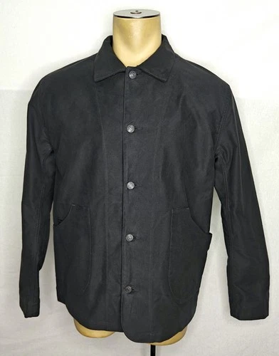Mens Haven Graft Coat gray button-up chore jacket organic cotton size 02 Medium