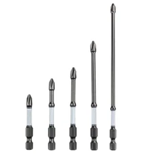 Magnetic Screwdriver Bits Set 5PCS, Impact Driver Bits, 1/4" Hex Shank Screw Hea