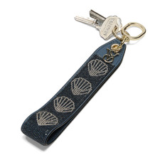 Victoria's Secret Blue Wristlet Strap Keychain Moonlight Blue Shell Bag Charm