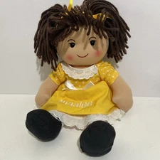 Personal Creations Anaalee Rag Doll Yellow Hair Bows Eyelit Trim White Panties