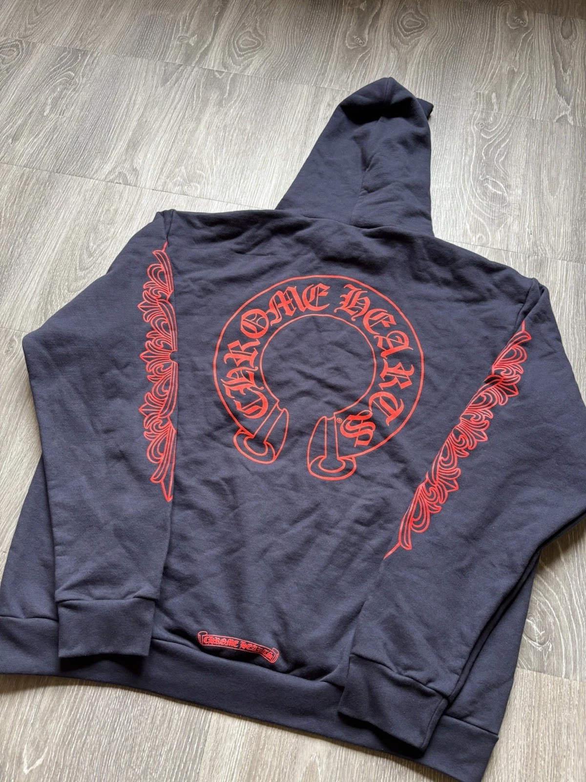 Felpa con cappuccio Chrome Hearts rosso navy floreale taglia large