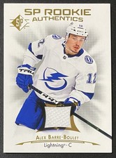 2021-22 SP AUTHENTICS Alex Barre Boulet Rookie Patch Jersey Card Tampa Bay Light. rookie card picture