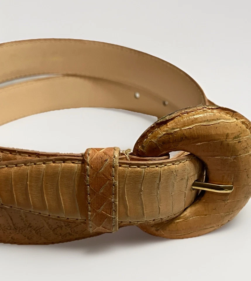 "Cinturón de piel de serpiente vintage DAME Geniune unisex 38""" Foto 3 de 4