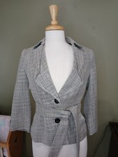 The Limited Extra Small Black White Structured Blazer Short Belted Pockets
