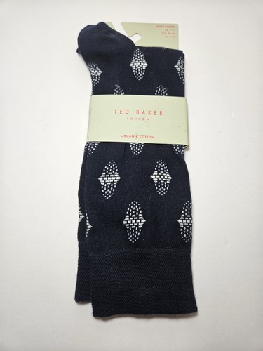 Mens Ted Baker London Organic Cotton Geometroc Patterned Crew Dress Socks 1 Pair