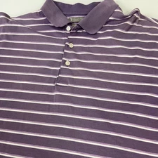 Daniel Cremieux Mens Medium Triple Mercerized Cotton Purple Striped Polo Shirt
