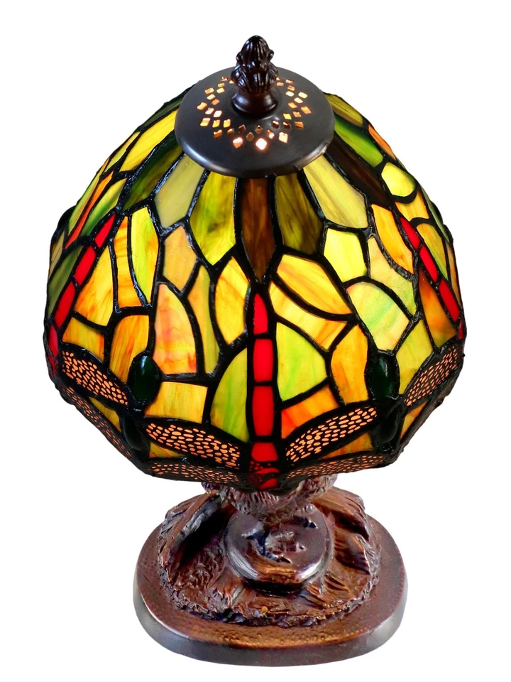 Lámpara de mesa TA23209 Callico Rooster hecha a mano con acento Tiffany, bronce antiguo Fi... Foto 4 de 4