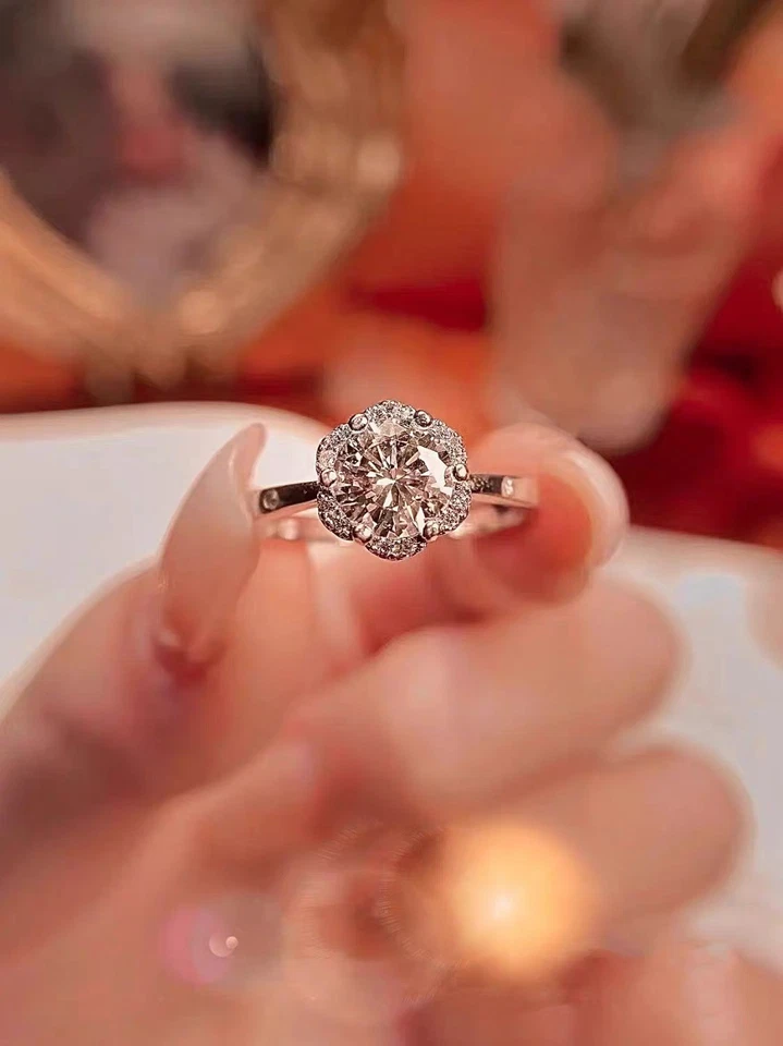 925 Sterling Silver Crystal Flower Stone Adjustable Ring Women Jewellery Gift UK - Image 2 of 4