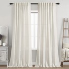 Cream Linen Back Tab Curtains 84 Inch Length for Living Room 2 Panel Set Neut...