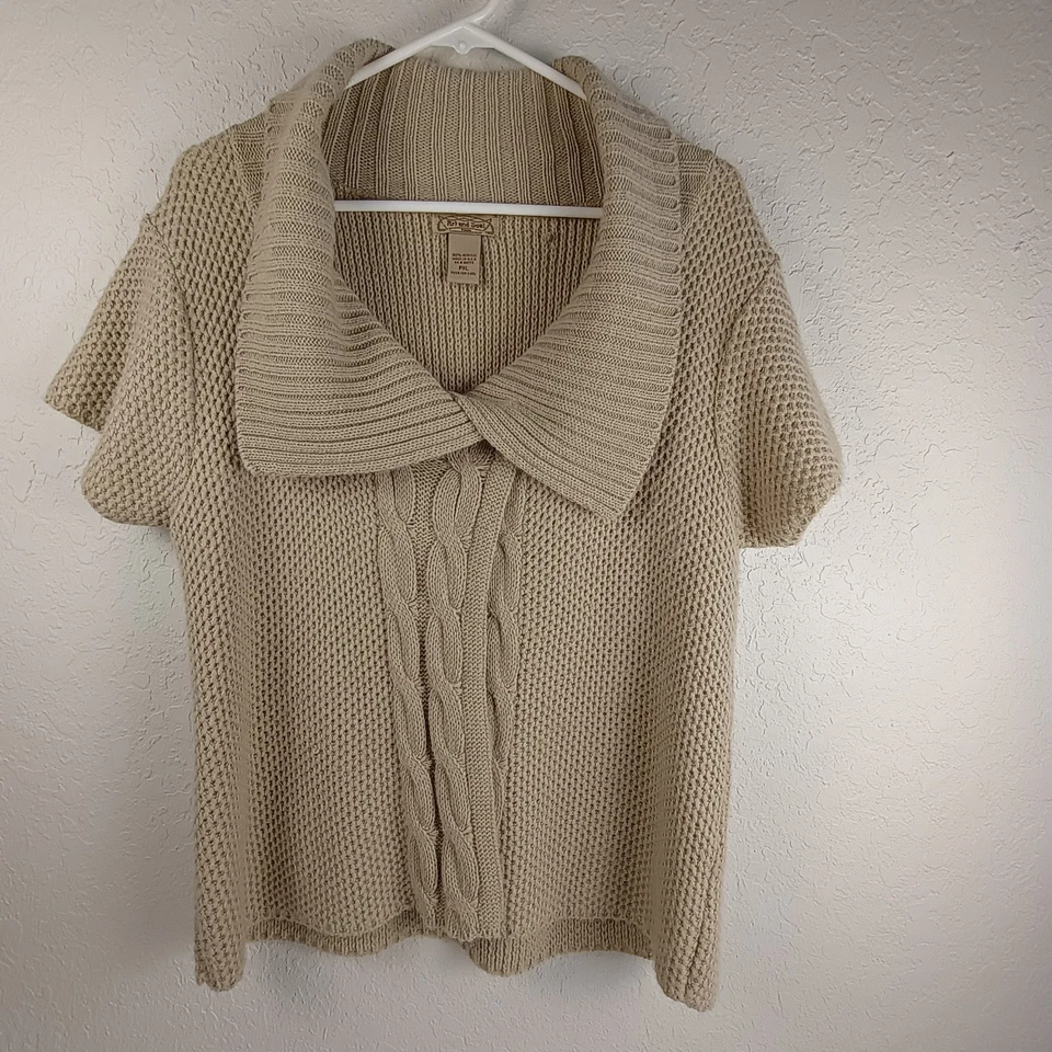Cárdigan Suéter Art & Soul Para Mujer Manga Corta Pequeño XL Tostado Hecho en EE. UU. Foto 2 de 4