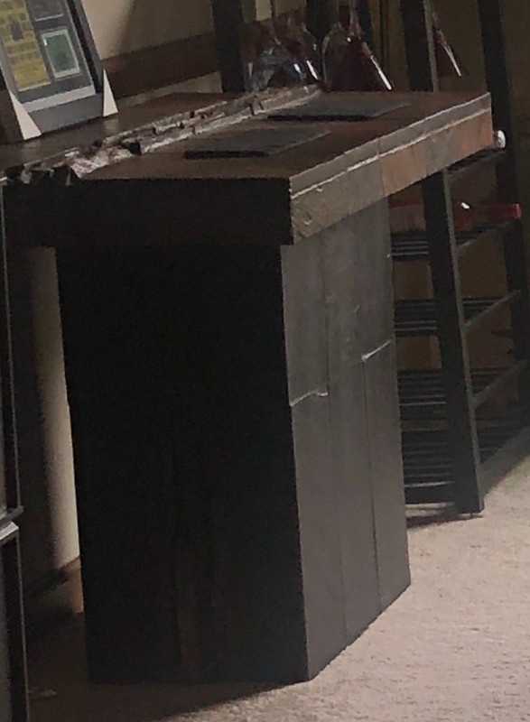 Solid Slate and Wood Buffet Table