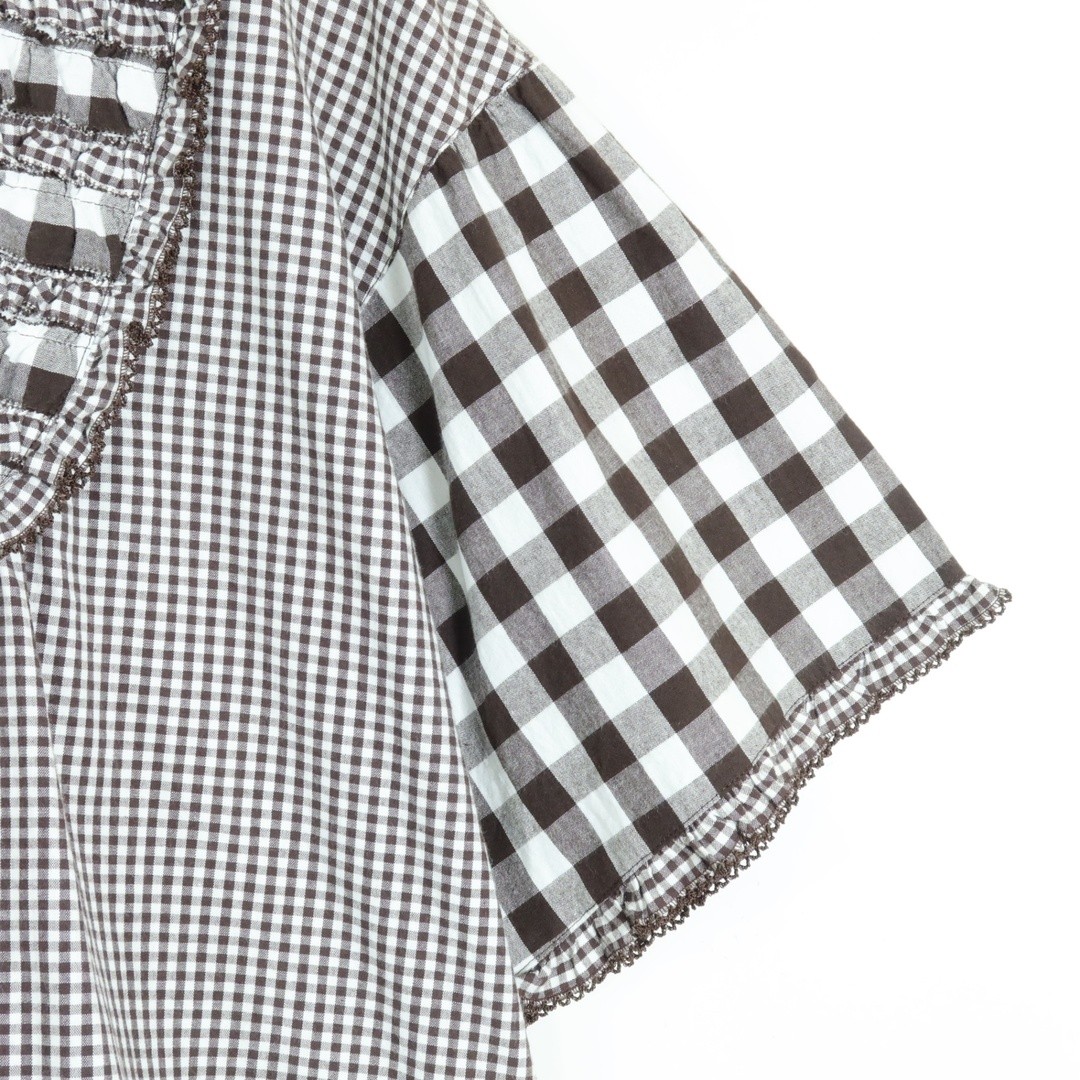 Pink HouseGingham Patchwork Tiered Ruffle Blouse … - image 5