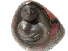 Manuel Felguerez? Mid Century Mexican Artist Pottery Sculpture MADONNA CHILD RED