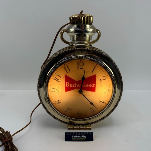 Vintage Budweiser Pocket Watch Hanging Clock Light Working