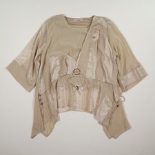 ALEXO Damen Bluse Gr. XXL cremé Oberteil 3/4 Ärmel Rundhals Top elegant Mischgew