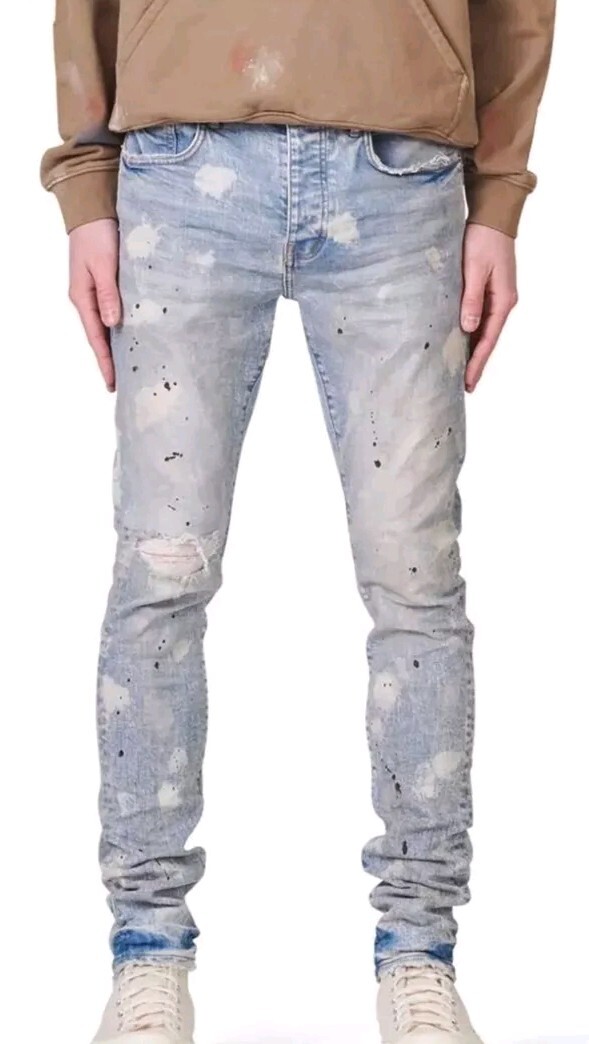 未使用品 PURPLE-BRAND P001 ライトブルー 30 Metro Fusion - Purple Brand P001 Ice Washed Jean - Men's Pants