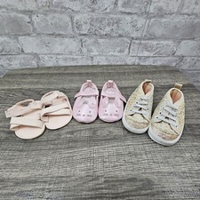 Lot of 3 Infant Girl Shoes Size 0-3 Months