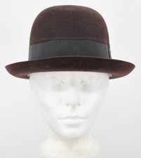 Men's VTG Dark Brown Keens British Bowler Derby Hat Sz 7 1/8
