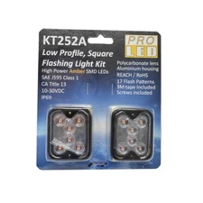 Pair of KT252A Low Profile Square Amber Flashing Lights With 17 Flash Patterns