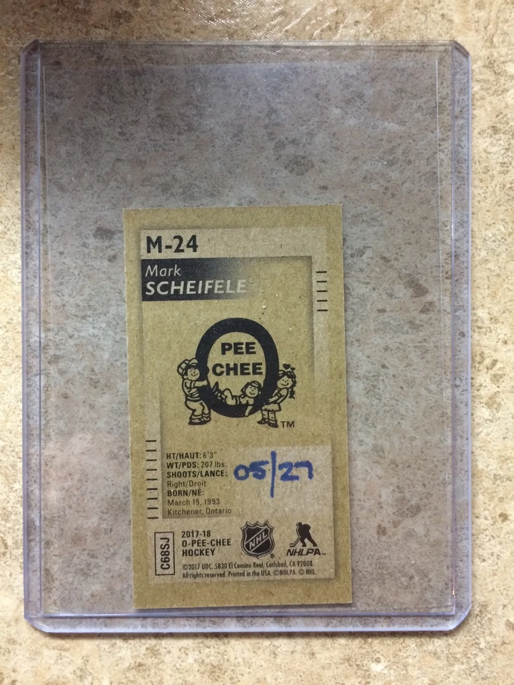 17-18 OPC O-PEE-CHEE Mini Back Variation #M-24 MARK SCHEIFELE /27 - Image 2 of 2