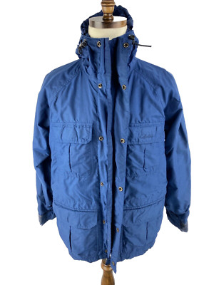 Vintage Cabelas Gore-Tex Jacket Mens L Blue 80s Nylon Hooded Lined