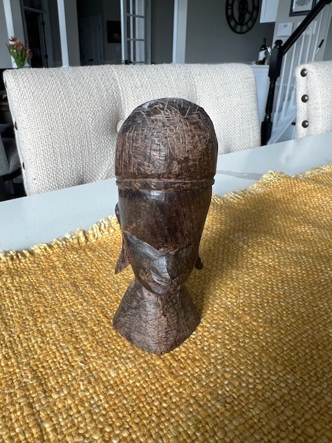 Hand-carved by Makonde Solid Ebony Wood Woman Head Bust Made In Tanzania 4” Tall