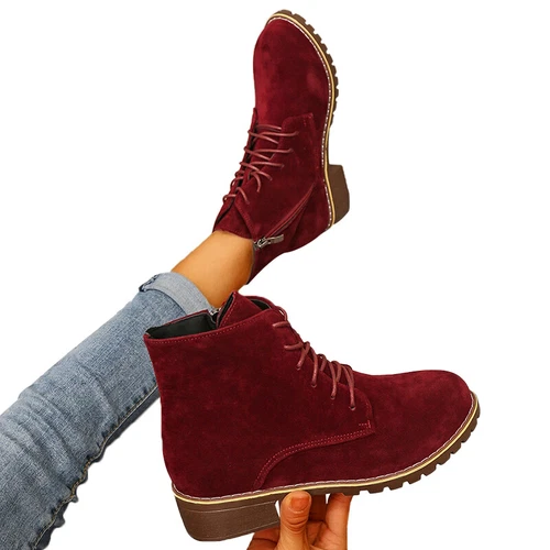 Damen-Stiefeletten rund geschnitten wasserdicht Schnürstiefel Arbeit Kampf niedriger Absatz US - Bild 19 von 39