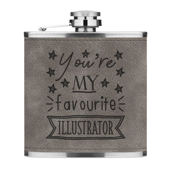 You're My Favorit Grafiker Stars 170Ml Pu-Leder Flachmann Grau Lustig-image
